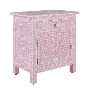 Botanical Blush Bone Inlay Bedside Cabinet