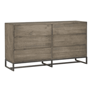 Handcrafted Solid Wood 4-Door Sideboard – Geometric Sunburst Carved Buffet