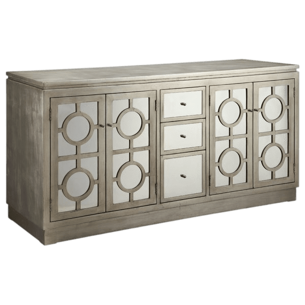 Heritage Jali-Cut 4-Door Sideboard in Distressed Antique White - Image 3