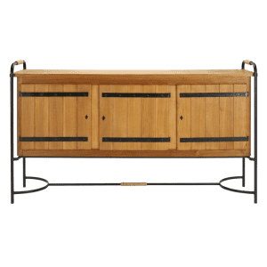 Industrial Loft Teak Sideboard with Forged Iron Frame