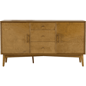 Symmetric Sunburst Inlay 2-Door Sideboard in Natural Mango Wood