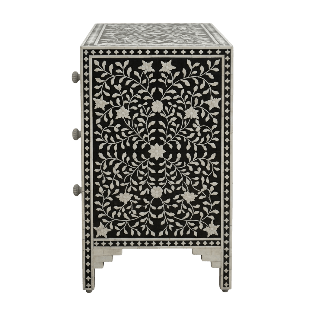 Botanical Bone Inlay 3-Drawer Chest - Image 3