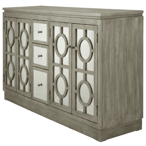 Heritage Jali-Cut 4-Door Sideboard in Distressed Antique White