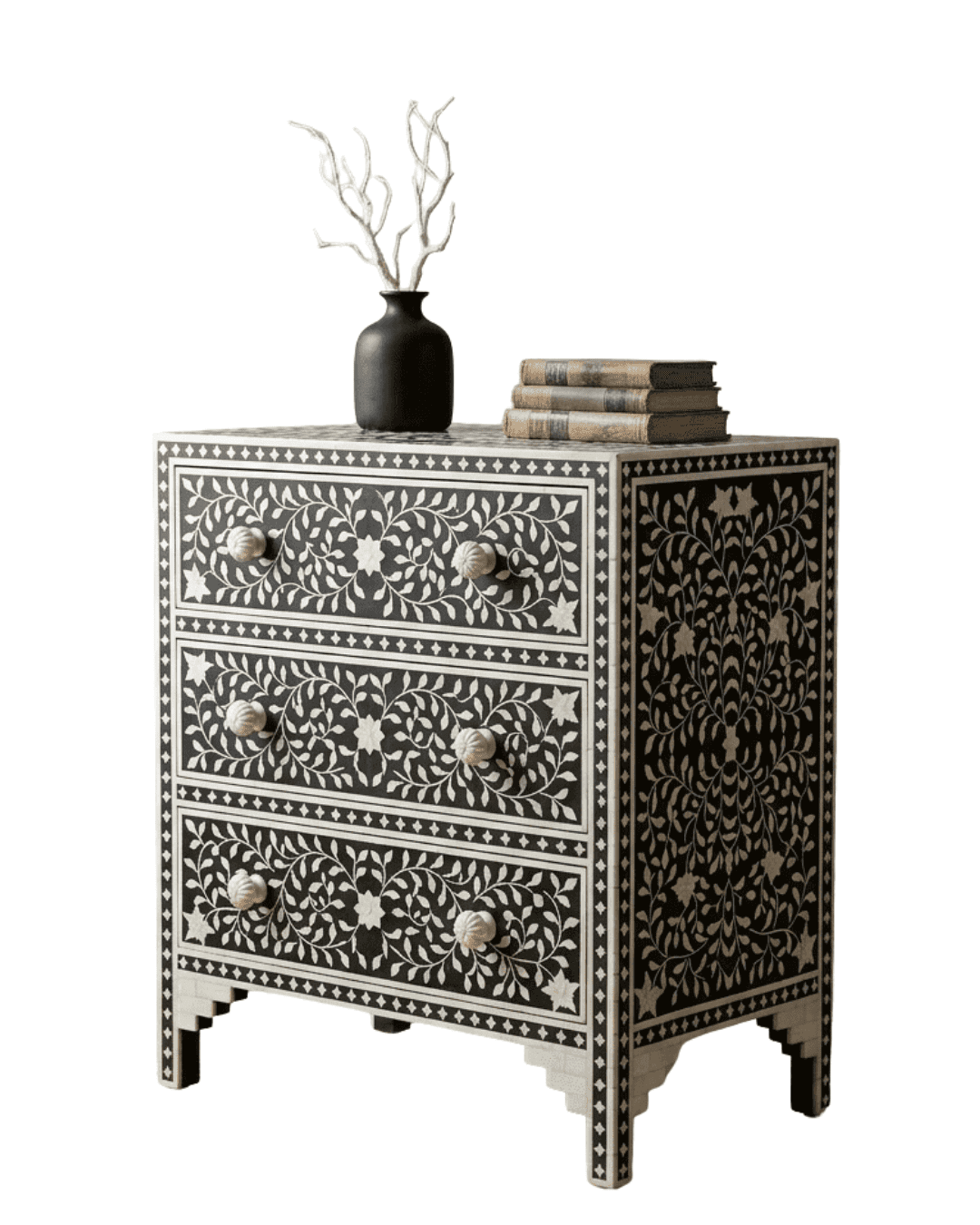 Botanical Bone Inlay 3-Drawer Chest