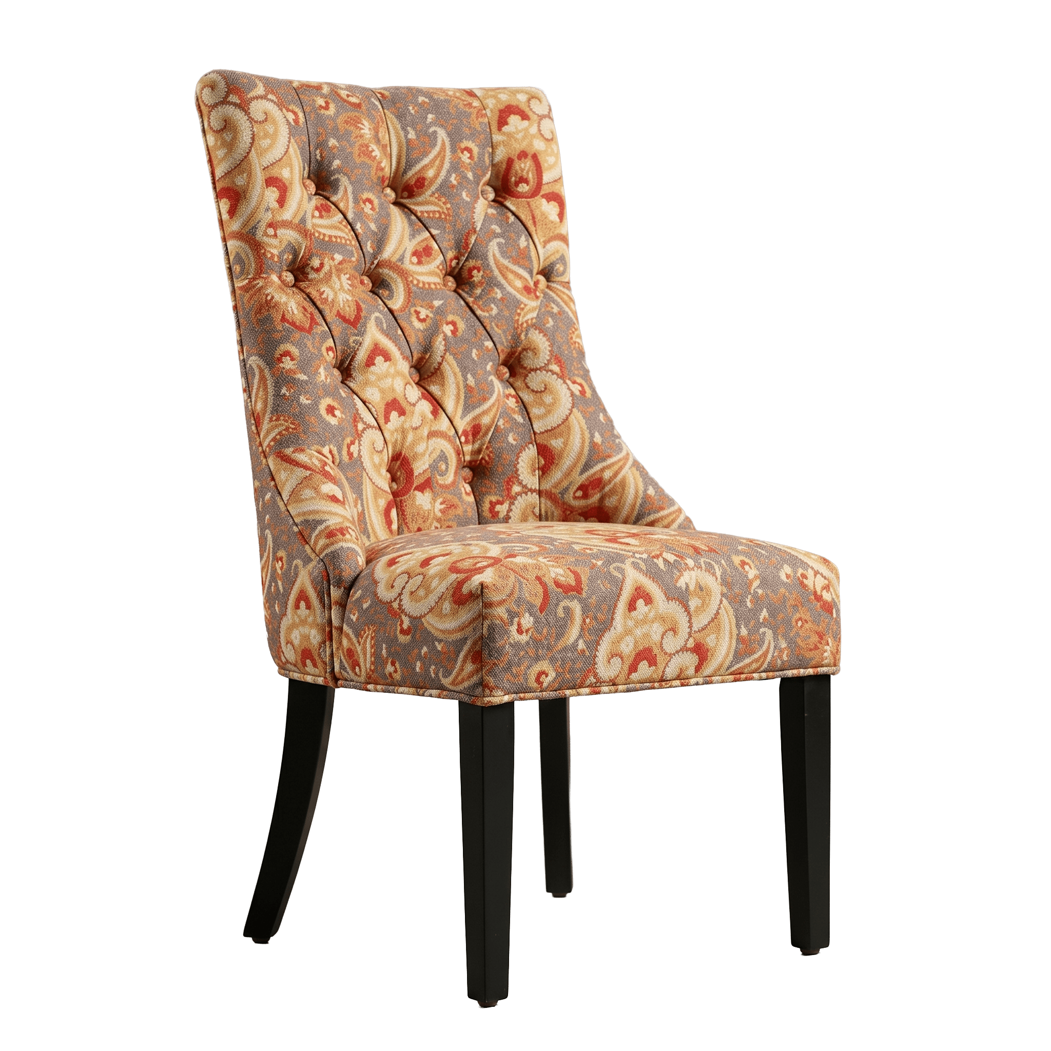 Bohemian Paisley Button-Tufted Upholstered Accent Chair