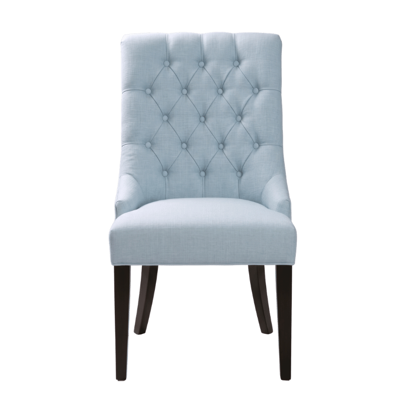 Light Blue Upholstered Tufted Accent Chair with Wooden Legs