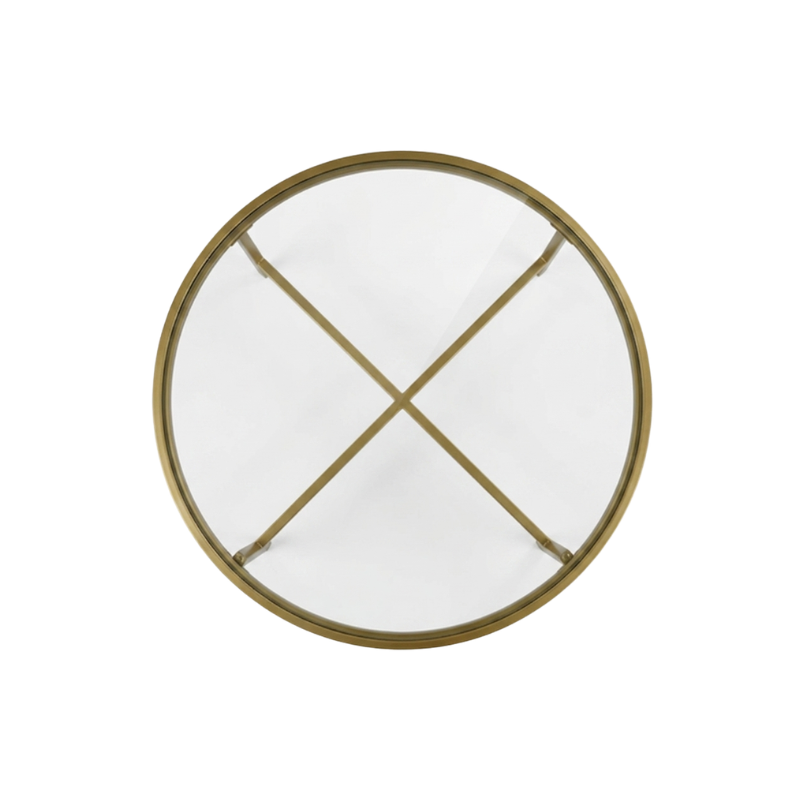 Modern Round Glass Coffee Table – Gold Frame - Image 3