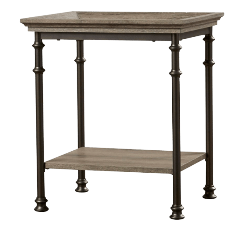 Rustic Wooden End Table with Metal Legs – Industrial Accent Table with Shelf