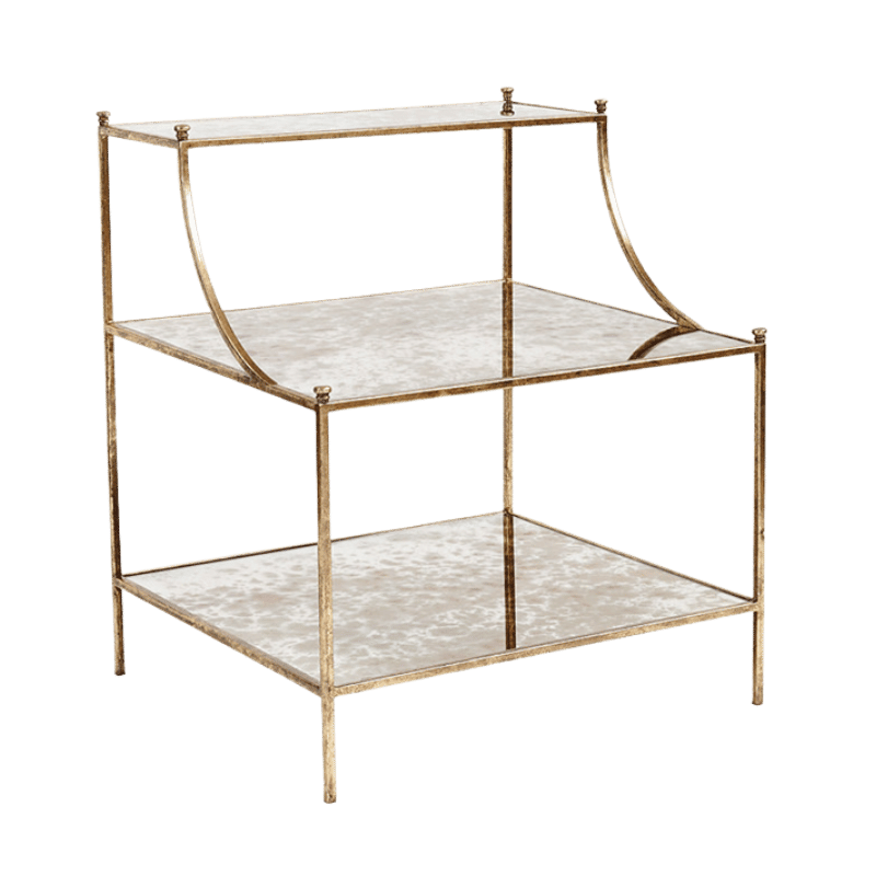 Elegant Gold Mirrored Tiered Side Table