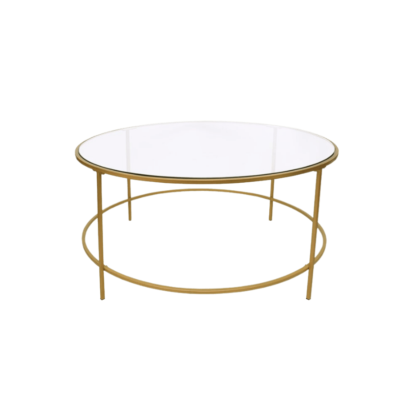 Elegant Gold Frame Glass Coffee Table – Modern Round Design