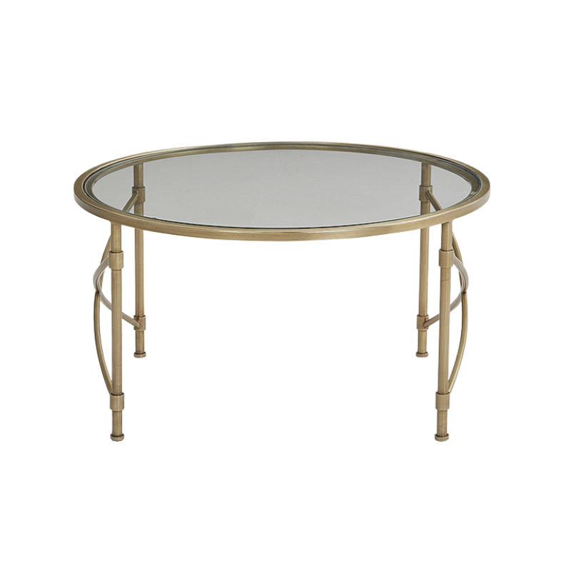 Luxury Round Glass Center Table with Gold Metal Frame