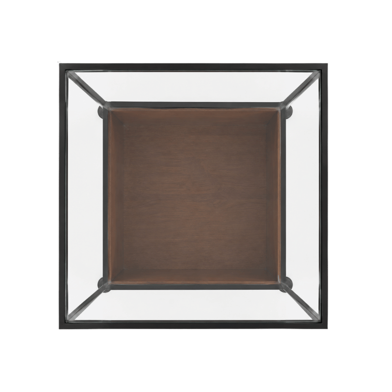 Modern Industrial Glass & Wood Side Table - Image 2