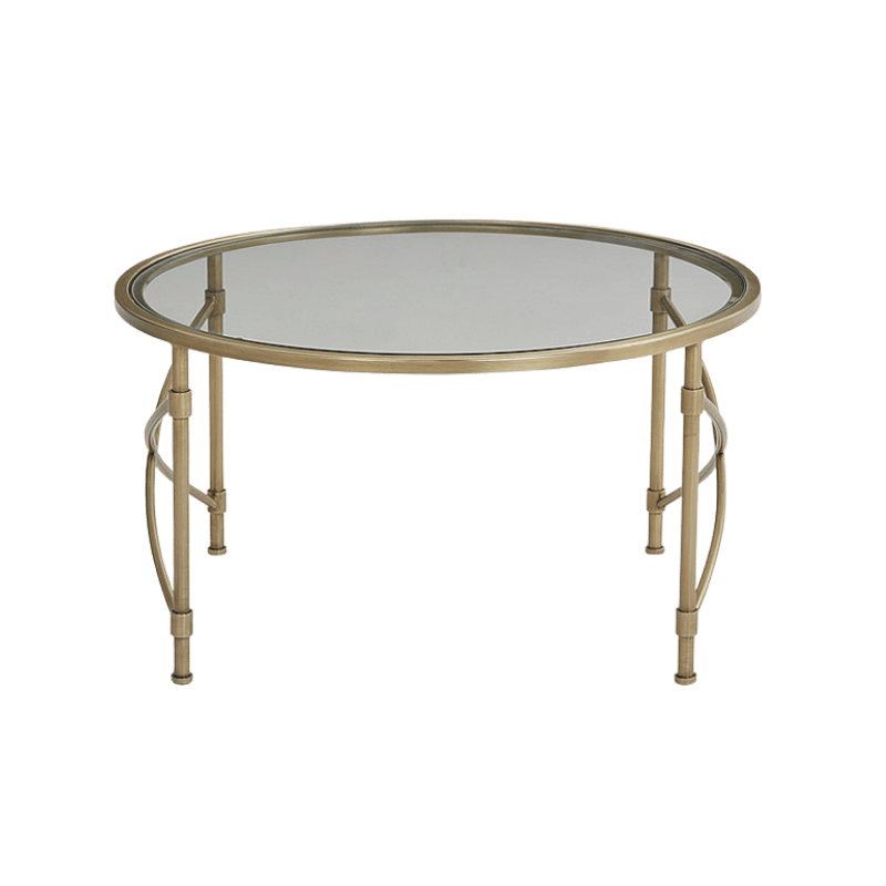 Elegant Round Glass Coffee Table with Gold Metal Frame