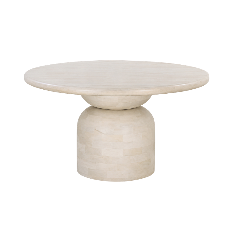 Luxury Round Wooden Coffee Table with Sculptural Pedestal Base