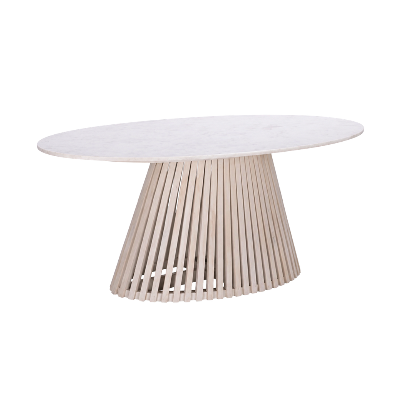 Modern Oval Dining Table with Sculptural Wooden Base