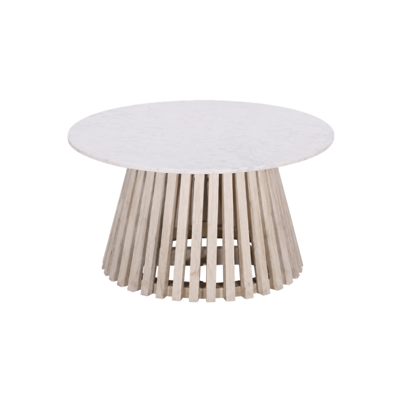 Modern Round Dining Table with Wooden Slatted Base