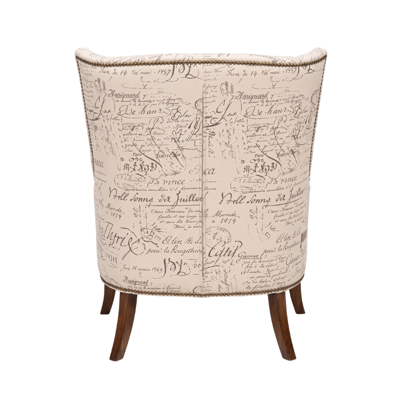 Vintage Printed Upholstered Accent Chair with Wooden Legs | Luxury Designer Chair