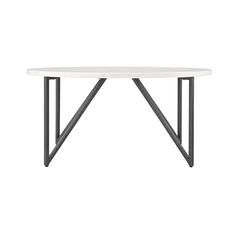 Modern Round Marble Dining Table with Metal Legs | Minimalist White Top Table for Dining Room & Living Space