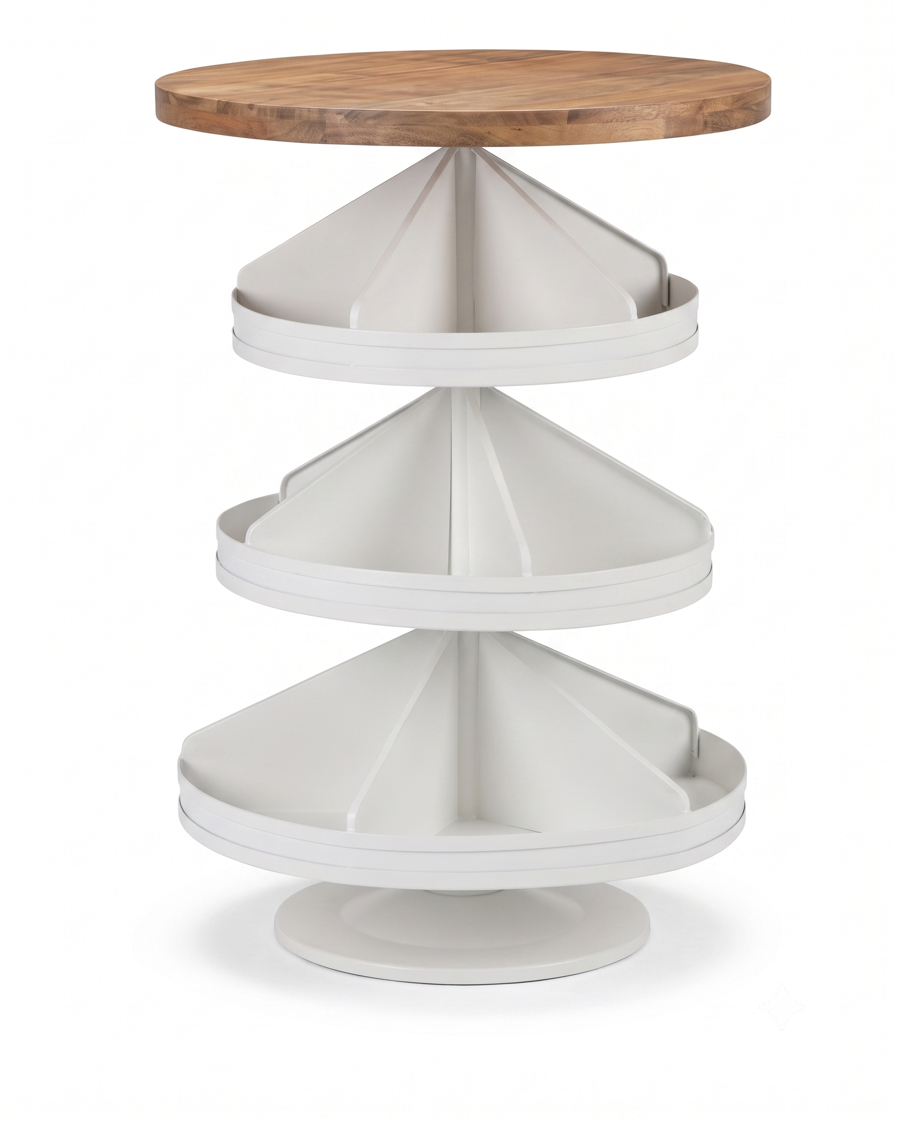 3-Tier Lazy Susan Storage Table with Wood Top